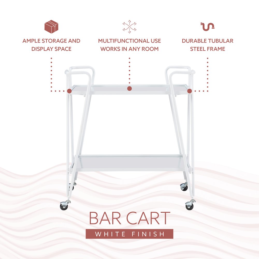 White Mid-Century Bar Cart. Picture 12