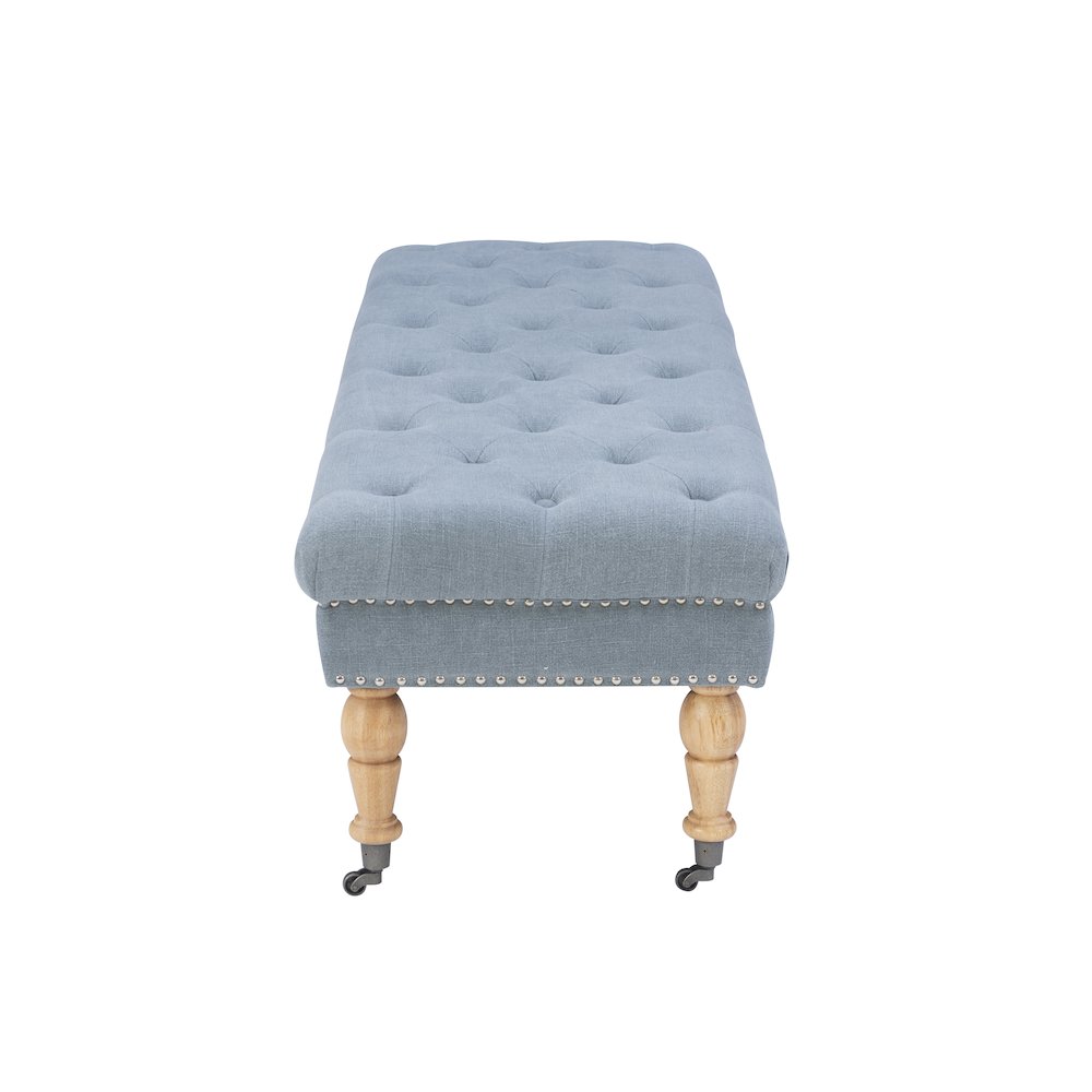Isabelle Washed Blue Linen 62 Inches Bench. Picture 5