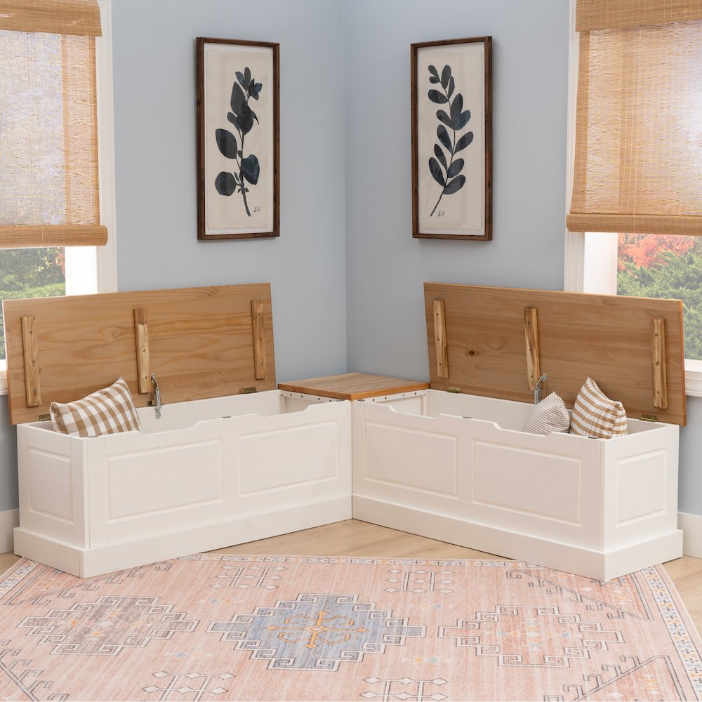 Tobin Backless Two Tone Breakfast Nook, Natural And White. Picture 5