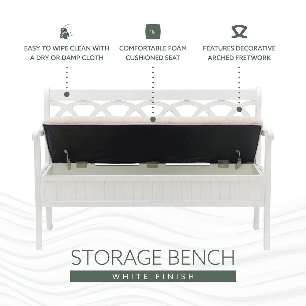 Elliana Storage Bench - White. Picture 16