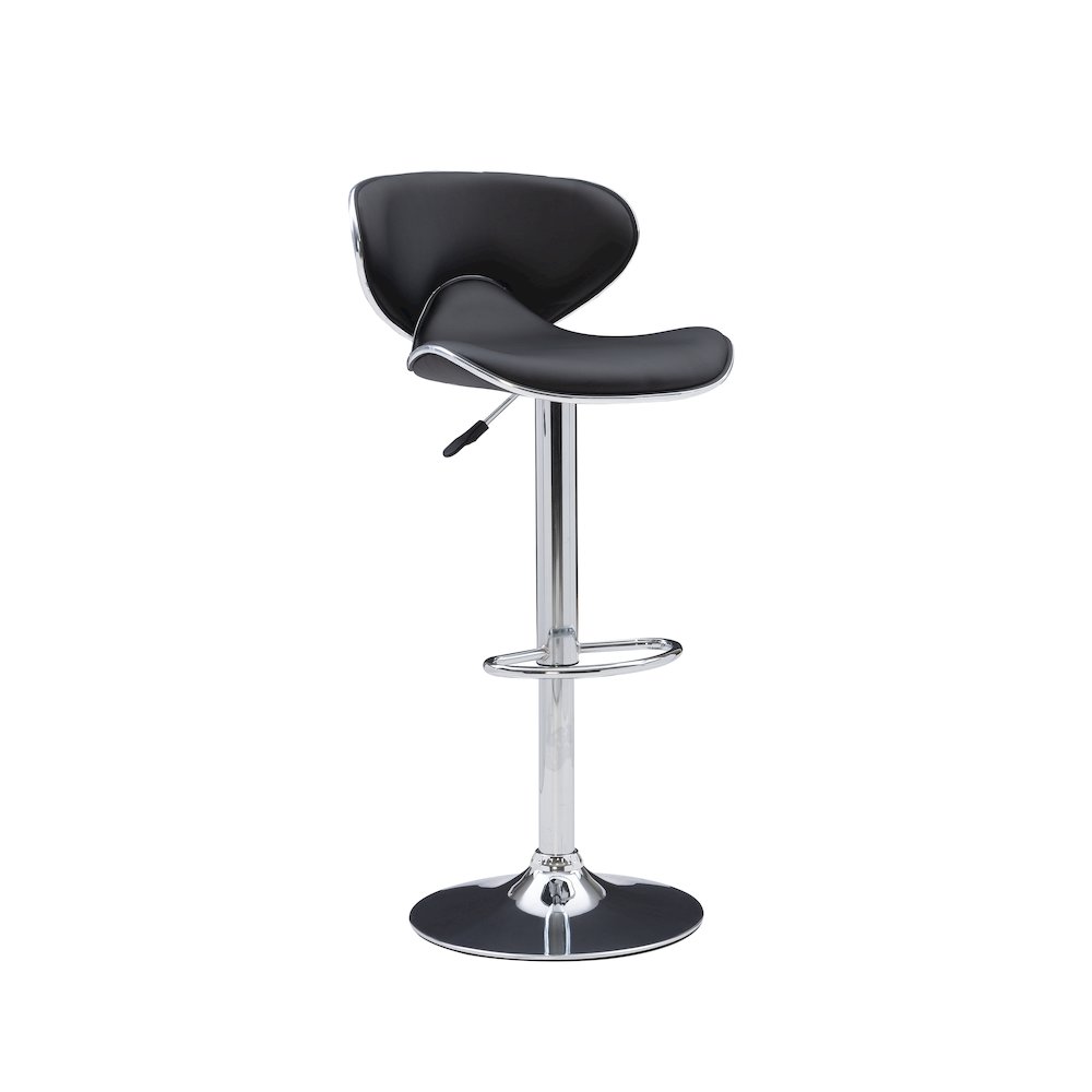 Chrome and Black PU Barstool. Picture 1