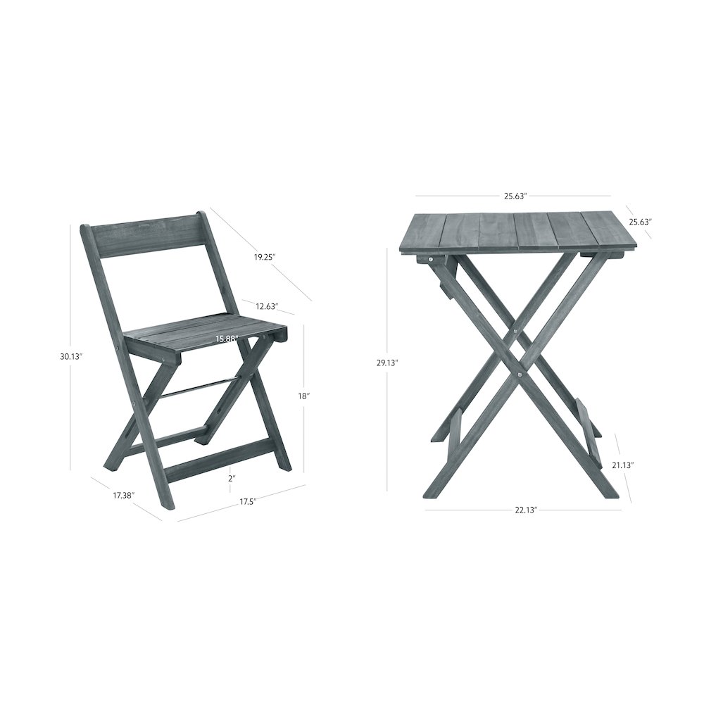 Rockport Gray Three Piece Square Table Set. Picture 11