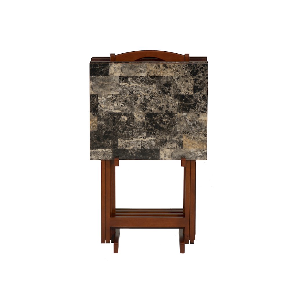 Tray Table Set Faux Marble -Brown. Picture 2
