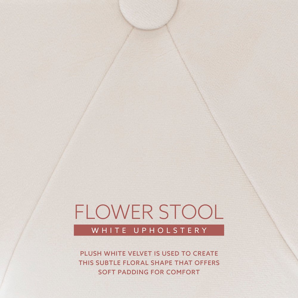 Seraphina Accent Vanity Stool, White. Picture 10