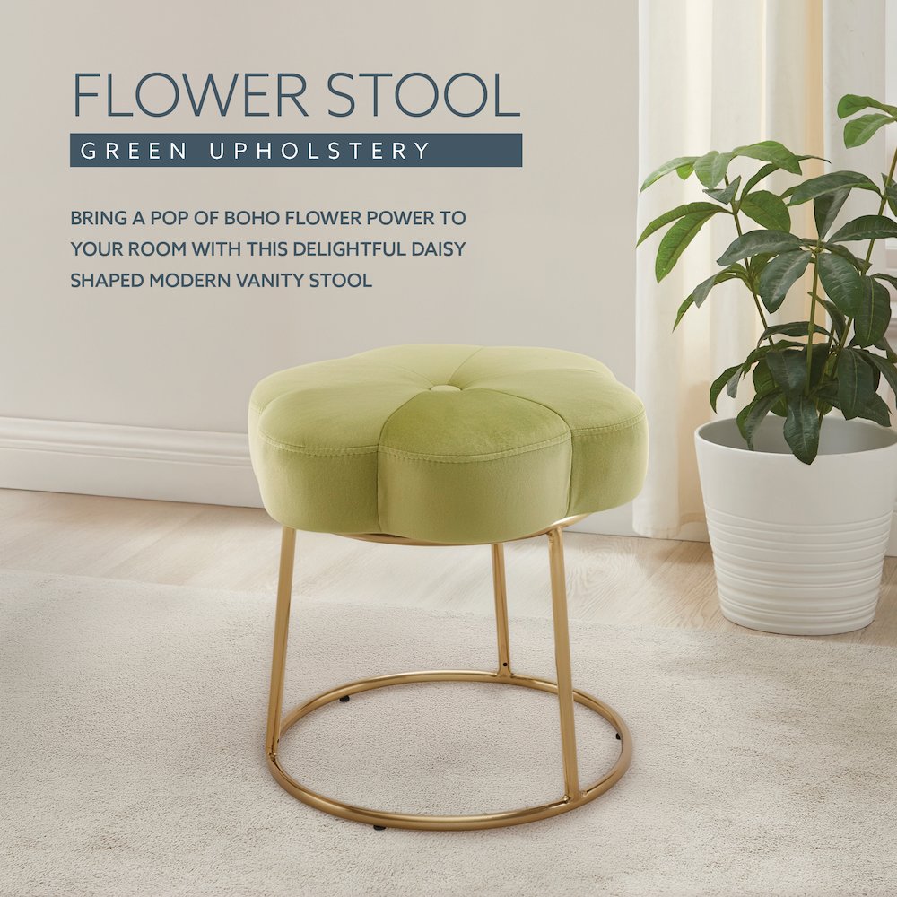 Seraphina Accent Vanity Stool, Green. Picture 7
