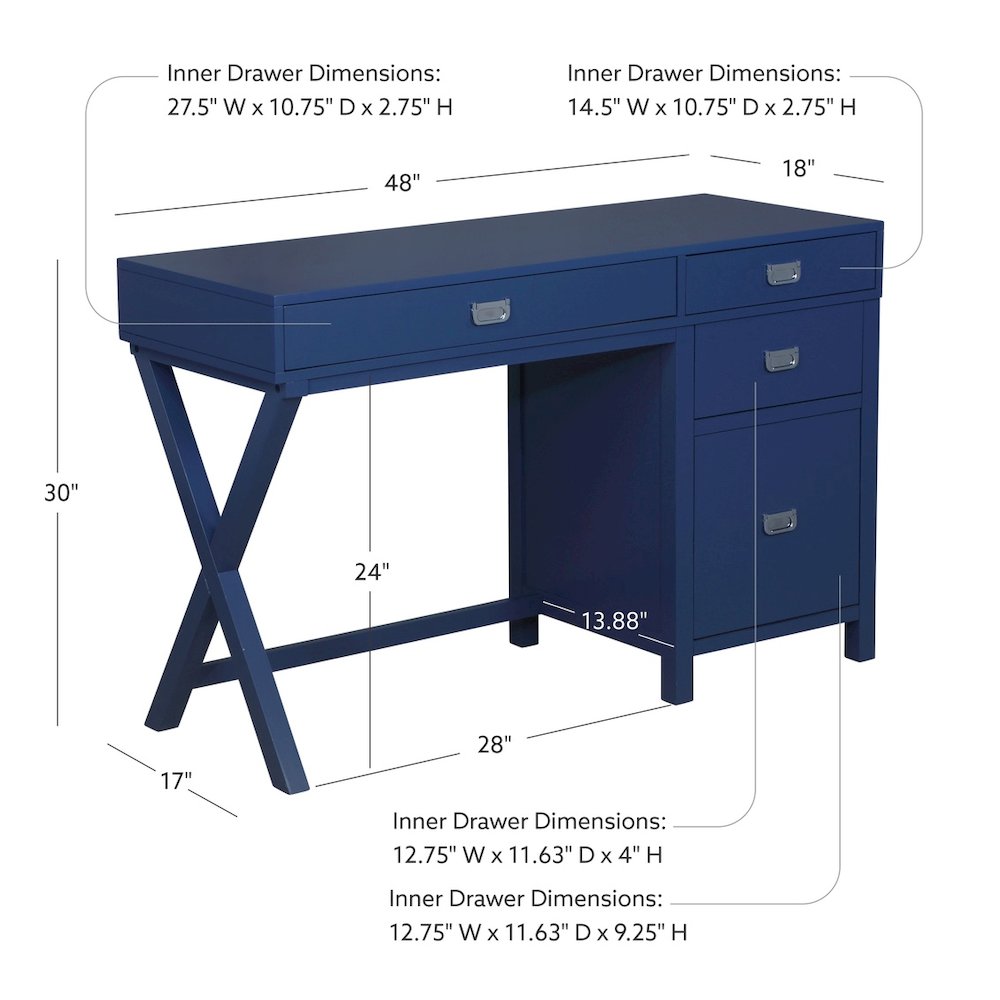 Peggy Side Storage Desk Navy. Picture 18