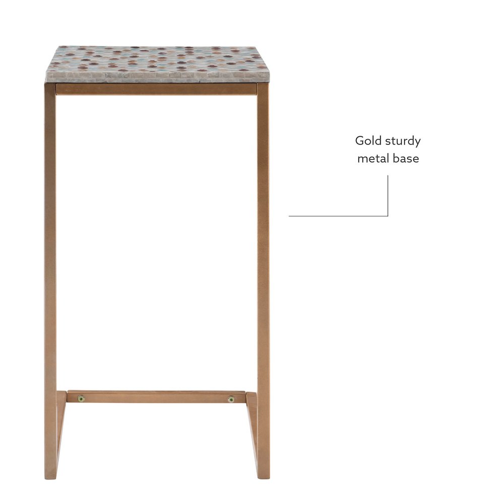 Priscille Capiz Fish Mosaic Accent C Table. Picture 9