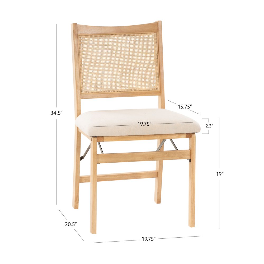 Bina Rattan Cane Folding Dining Side Chair, Beige. Picture 18