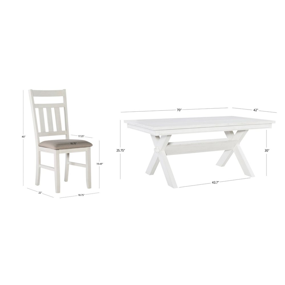 Turino Distressed White 7 PC Dining Set. Picture 14