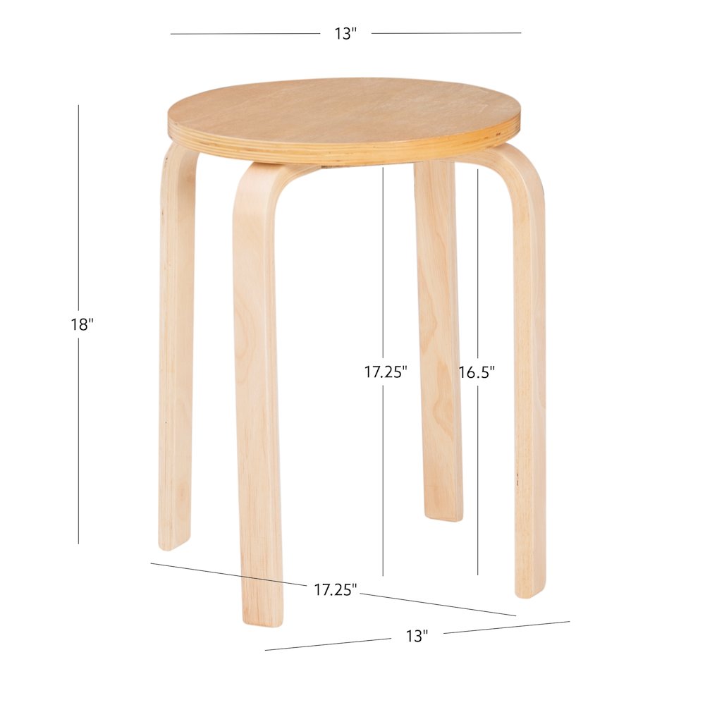 17 Inches Bentwood Stool - Natural Set Of 4. Picture 13