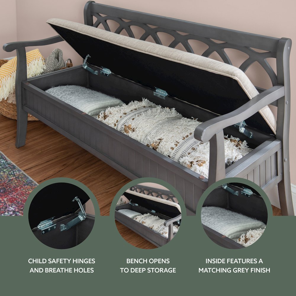Elliana Storage Bench Grey. Picture 13