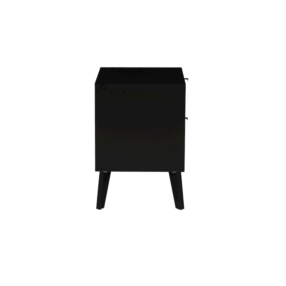 Collett Cane 2 Drawer Nightstand Black. Picture 4
