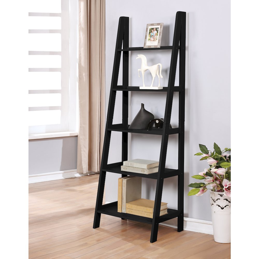 Acadia Ladder Bookshelf, Black. Picture 3