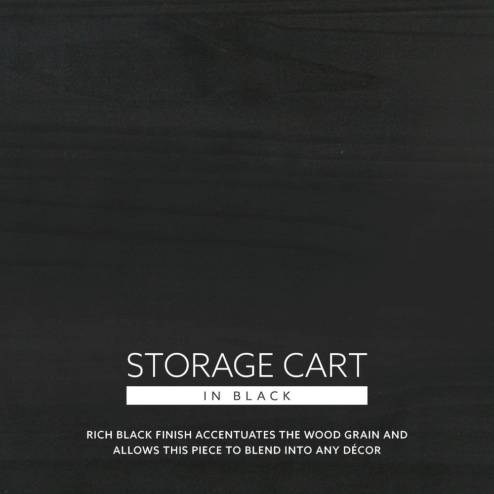 Cary Black Six Drawer Rolling Storage Cart Black. Picture 16