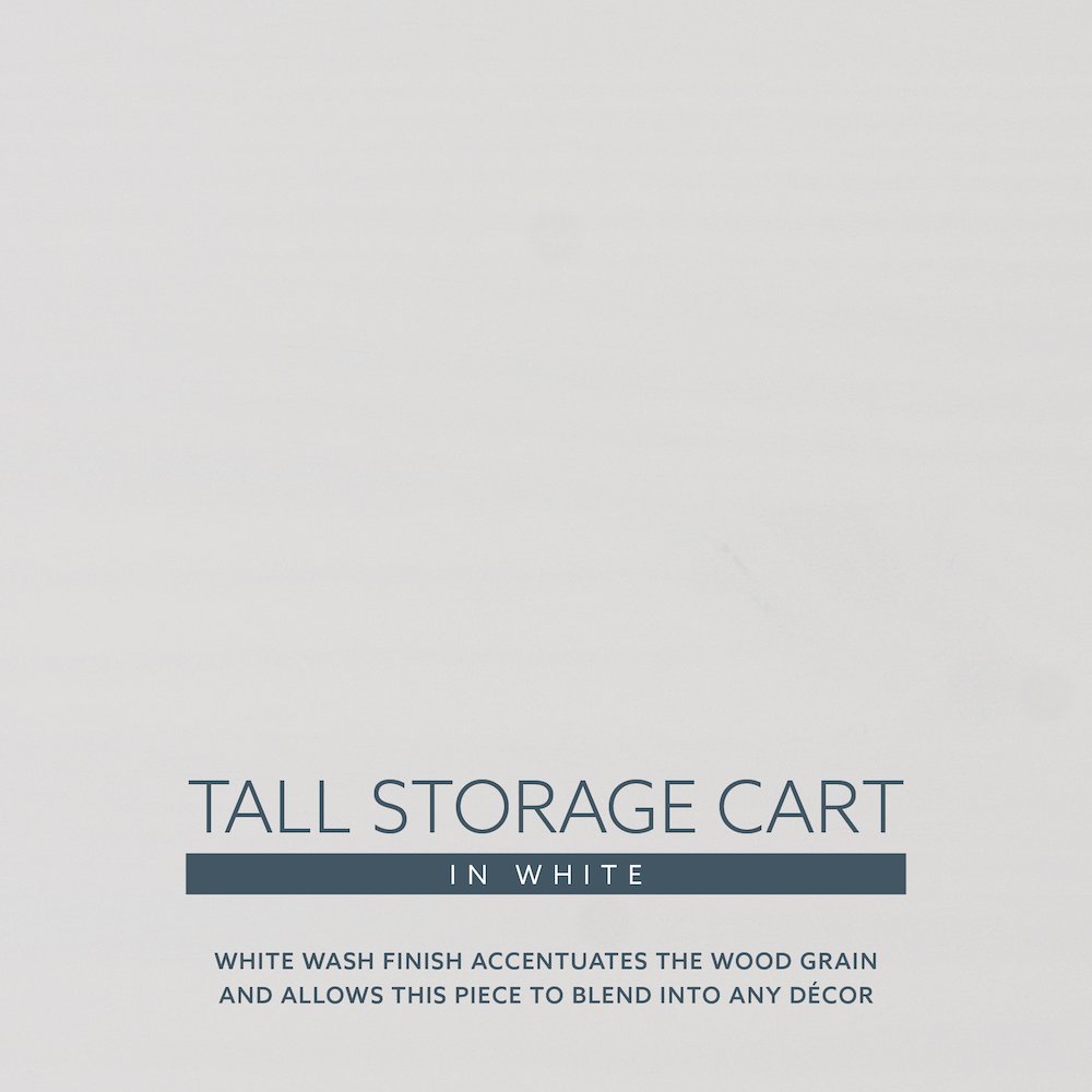 Cary Eight Drawer Rolling Storage Cart, White Wash. Picture 14