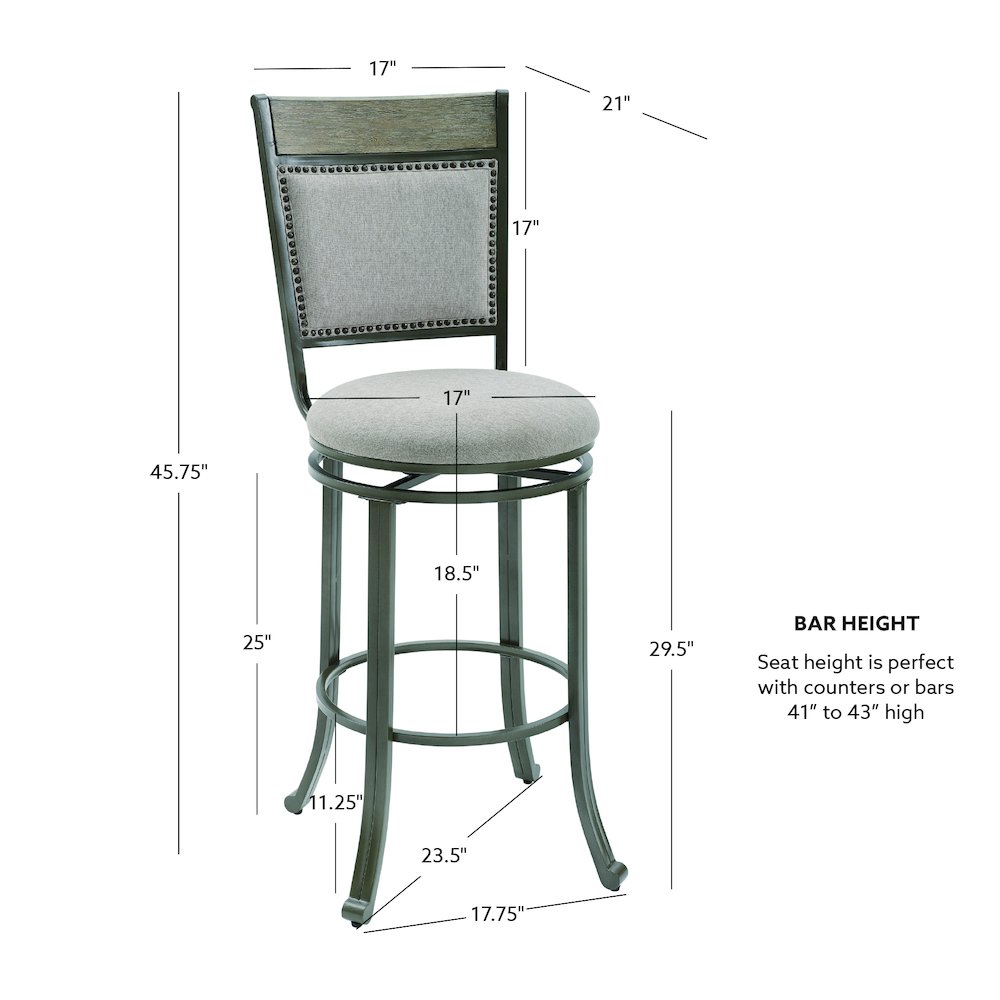 Franklin Swivel Barstool, Pewter. Picture 15
