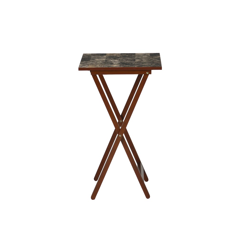 Tray Table Set Faux Marble -Brown. Picture 7