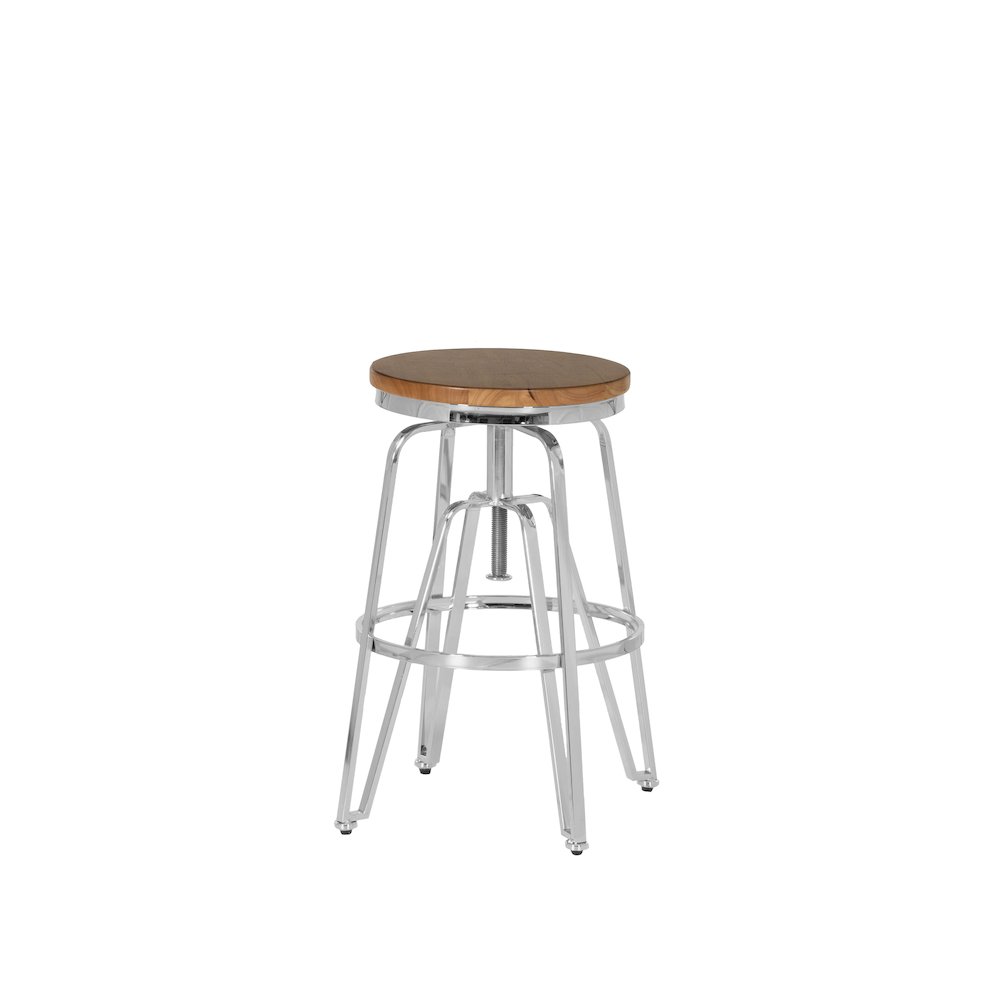 Tatum Wood and Metal Adjustable Stool Silver. Picture 1