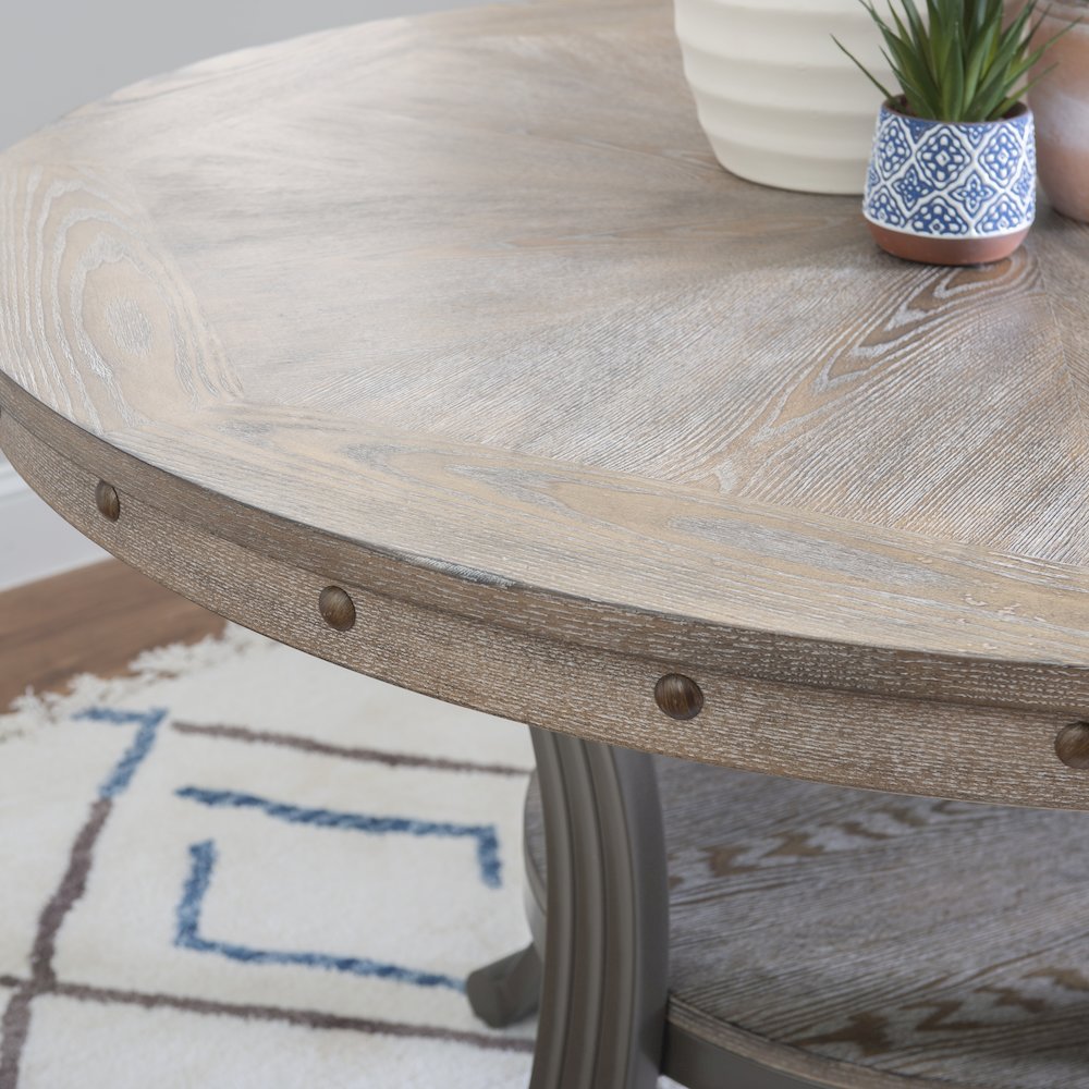 Franklin -45 inch Round Dining Table Pewter. Picture 3