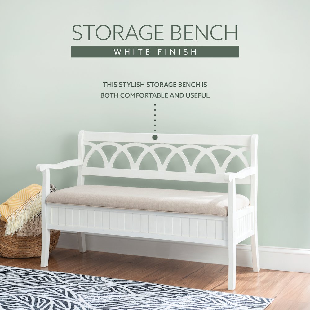 Elliana Storage Bench - White. Picture 13