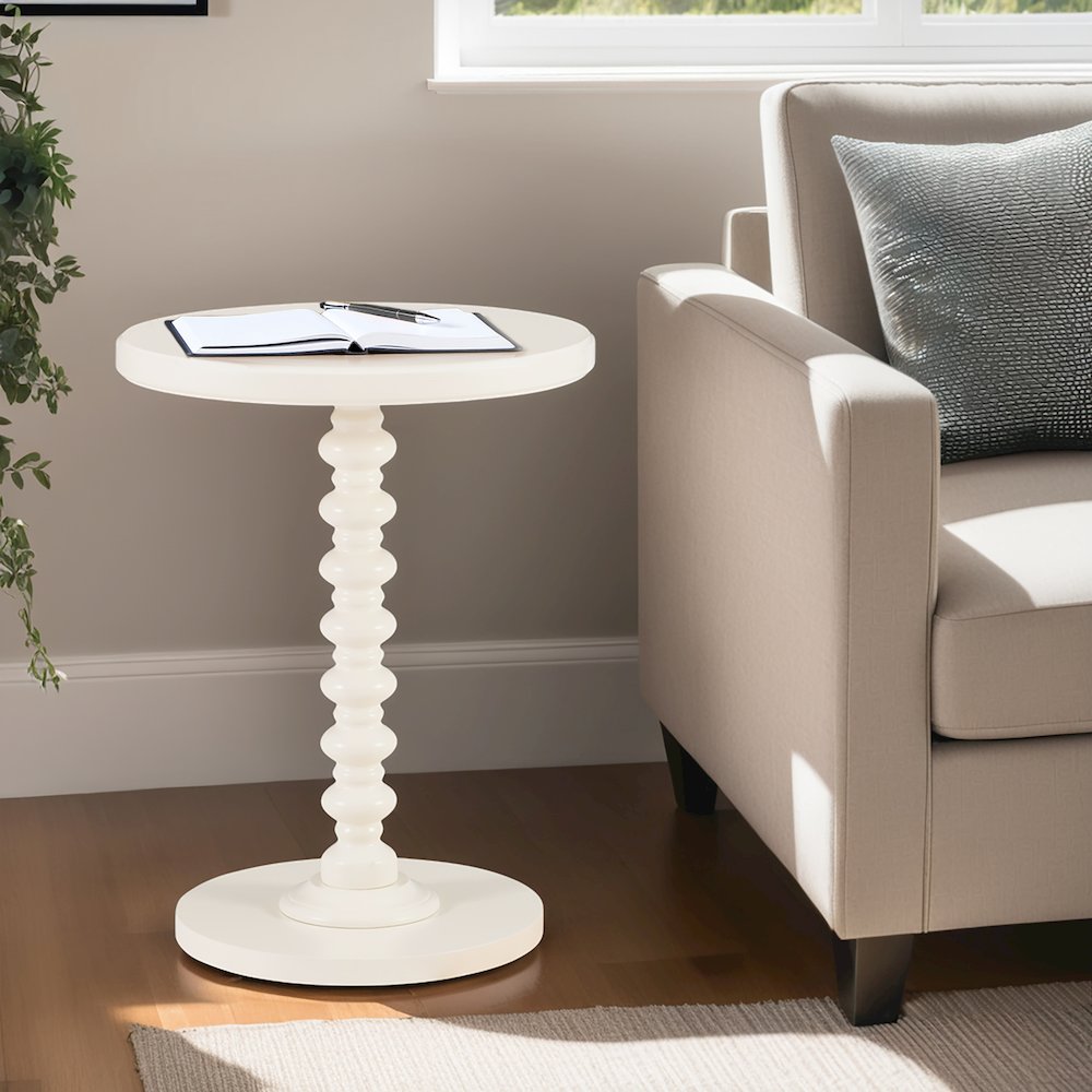 White Round Spindle Table. Picture 4