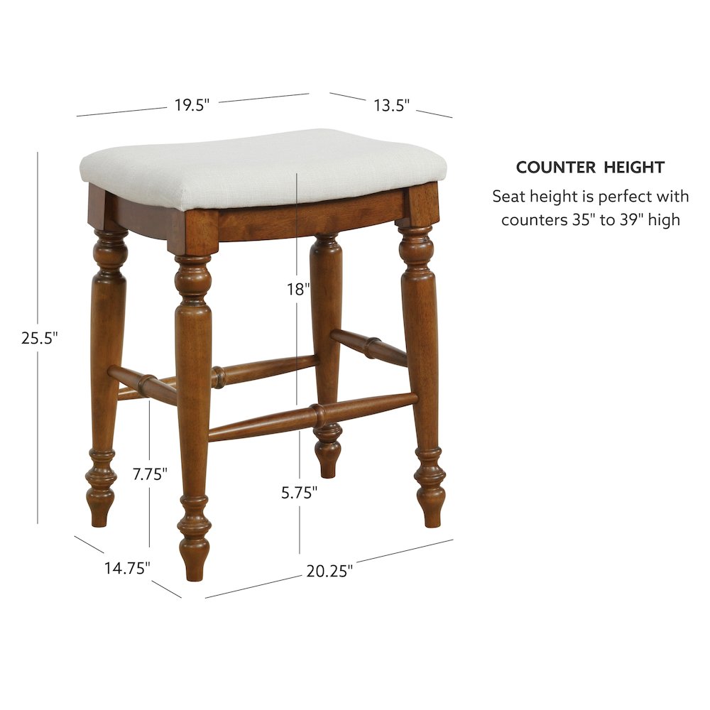 Marino 25" Backless Counter Stool, Linen/Walnut. Picture 8