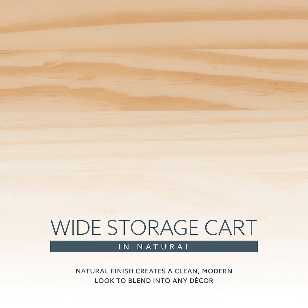 Cary Six Drawer Wide Roll Cart, Natural. Picture 14