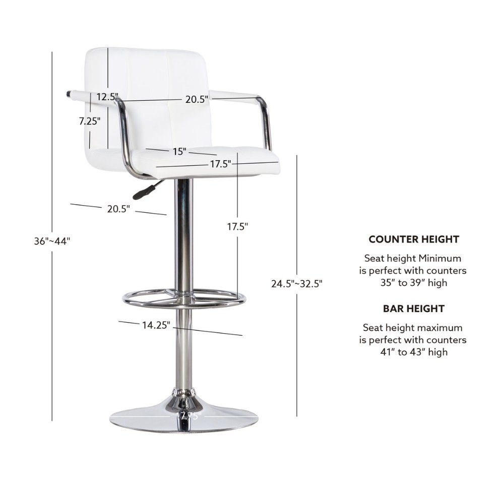White and Chrome Quilted Barstool. Picture 14