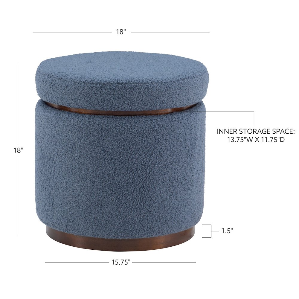 Blanche Storage Ottoman Blue Gry Walnut. Picture 12