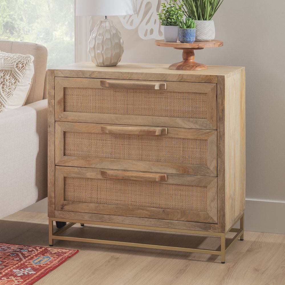 Janie Rattan Cabinet Three Drawers. Picture 3