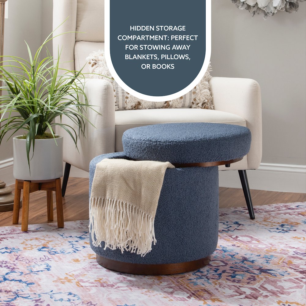Blanche Storage Ottoman Blue Gry Walnut. Picture 8