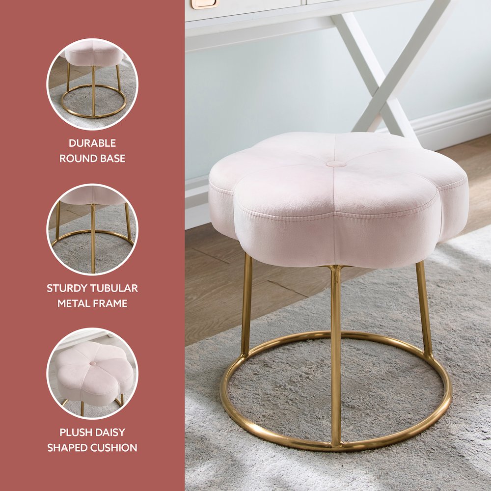Seraphina Accent Vanity Stool, Pink. Picture 5