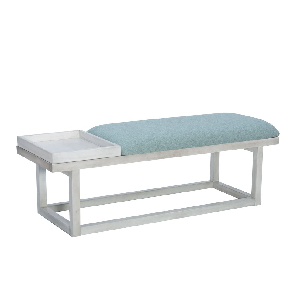 Georgia Bench With Tray Whitewash Aqua. Picture 1