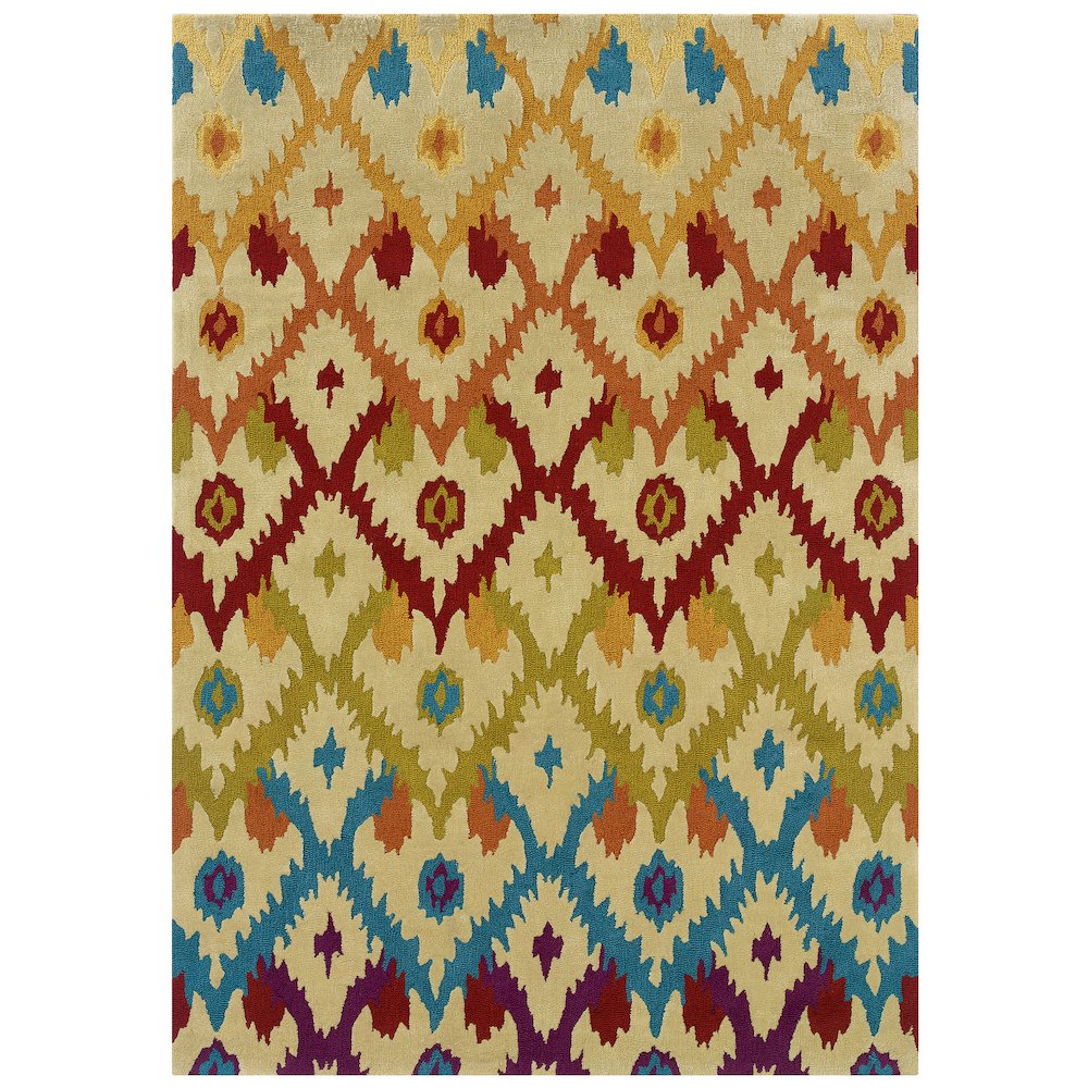 Trio Ikat Sand & Teal 5x7, Rug. Picture 1