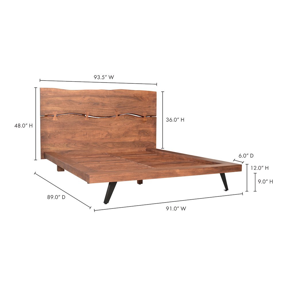 Solid Acacia King Bed Frame and Headboard with Steel Legs, Wooden Bed Frame. Picture 8