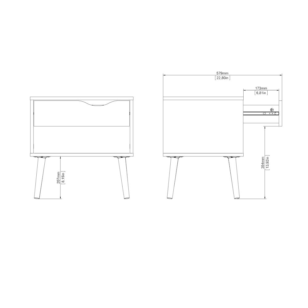 Diana 2-Piece Bedroom Set - 8 Drawer Double Dresser and Nightstand, White/Oak. Picture 12