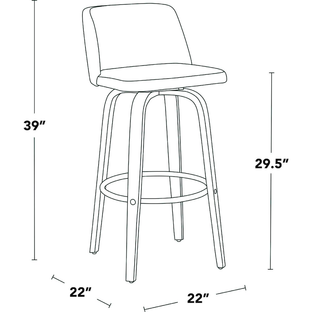Brown Toriano 30" Fixed-Height Barstool - Set of 2. Picture 8
