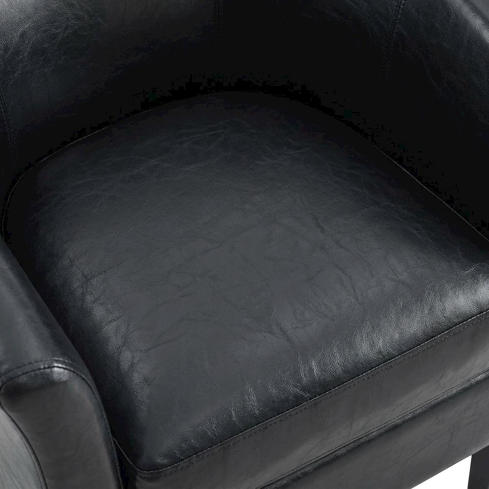 Black Faux Leather Club Armchair with Wooden Frame for Lounge or Living Room. Picture 5