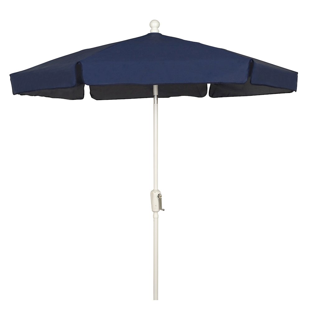 7.5' Hex Garden Umbrella 6 Rib Crank Lift In Navy Blue Vinyl Coated Weave. Picture 1