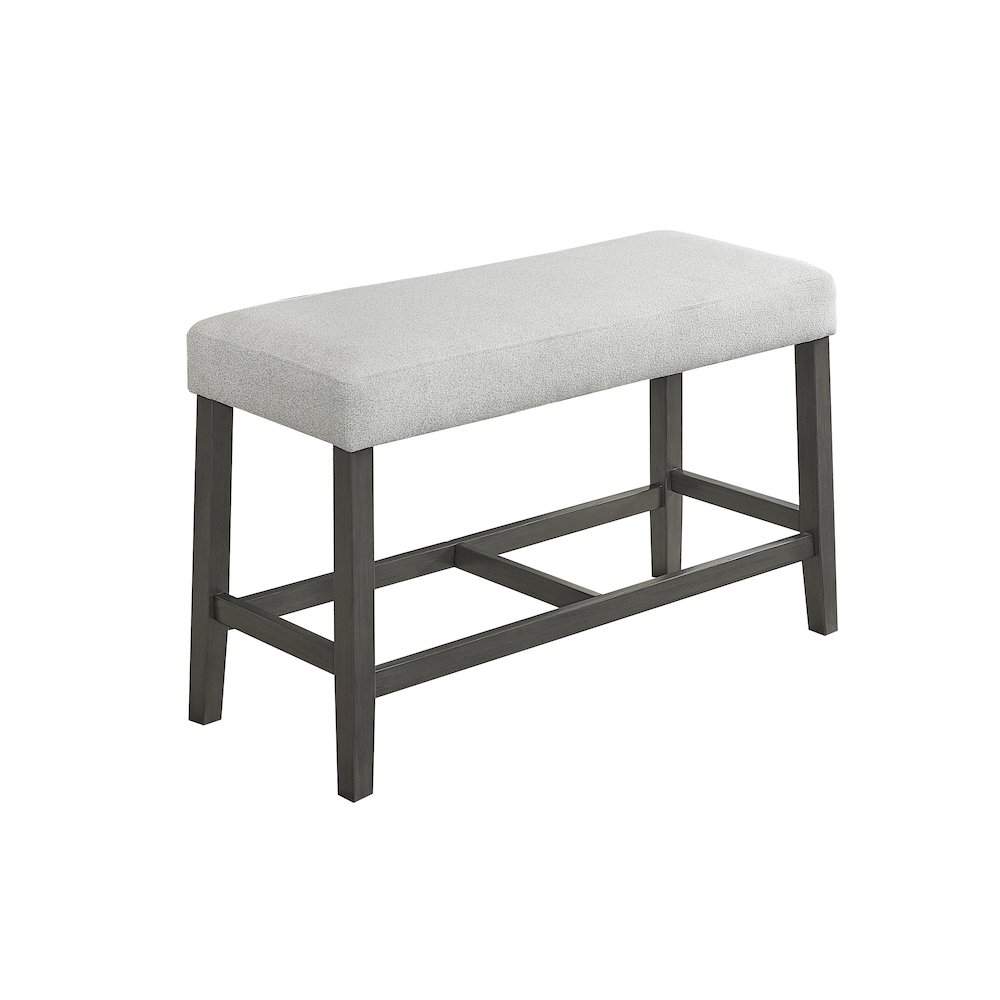 Selena 40" Light Gray Fabric Counter Height Bench with Wood Frame & Footrest. Picture 2