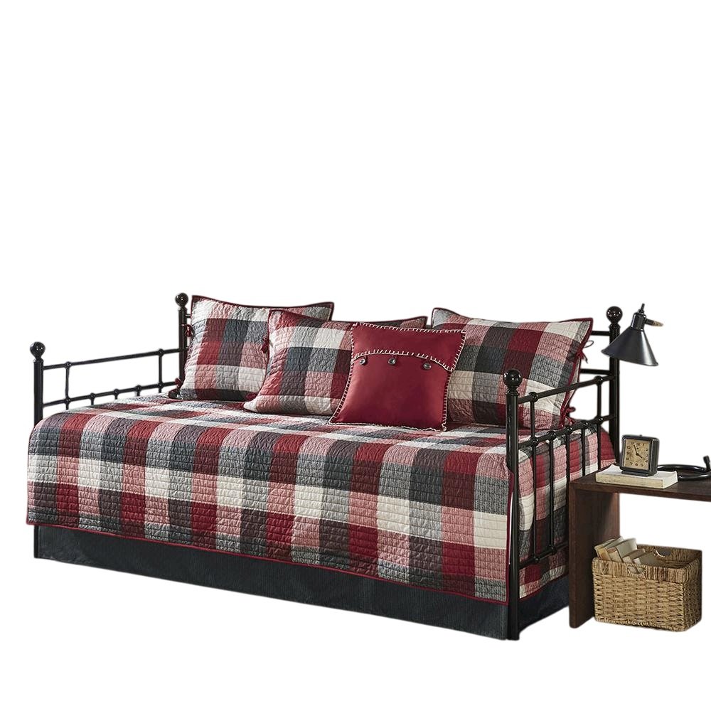 6 Piece Reversible Plaid Daybed Cover Set. Picture 1