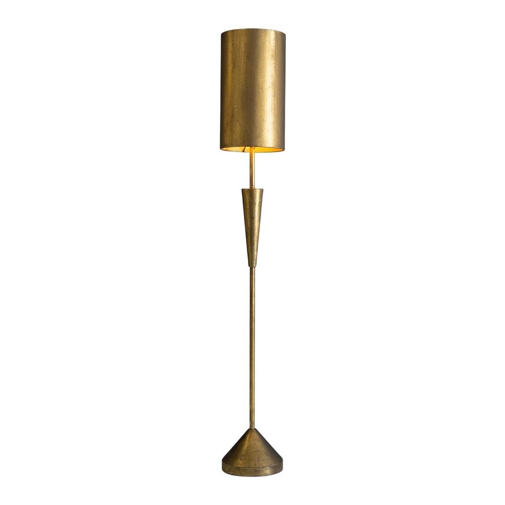 Antique Gold Table Lamp With Metal Barrel Shade. Picture 1
