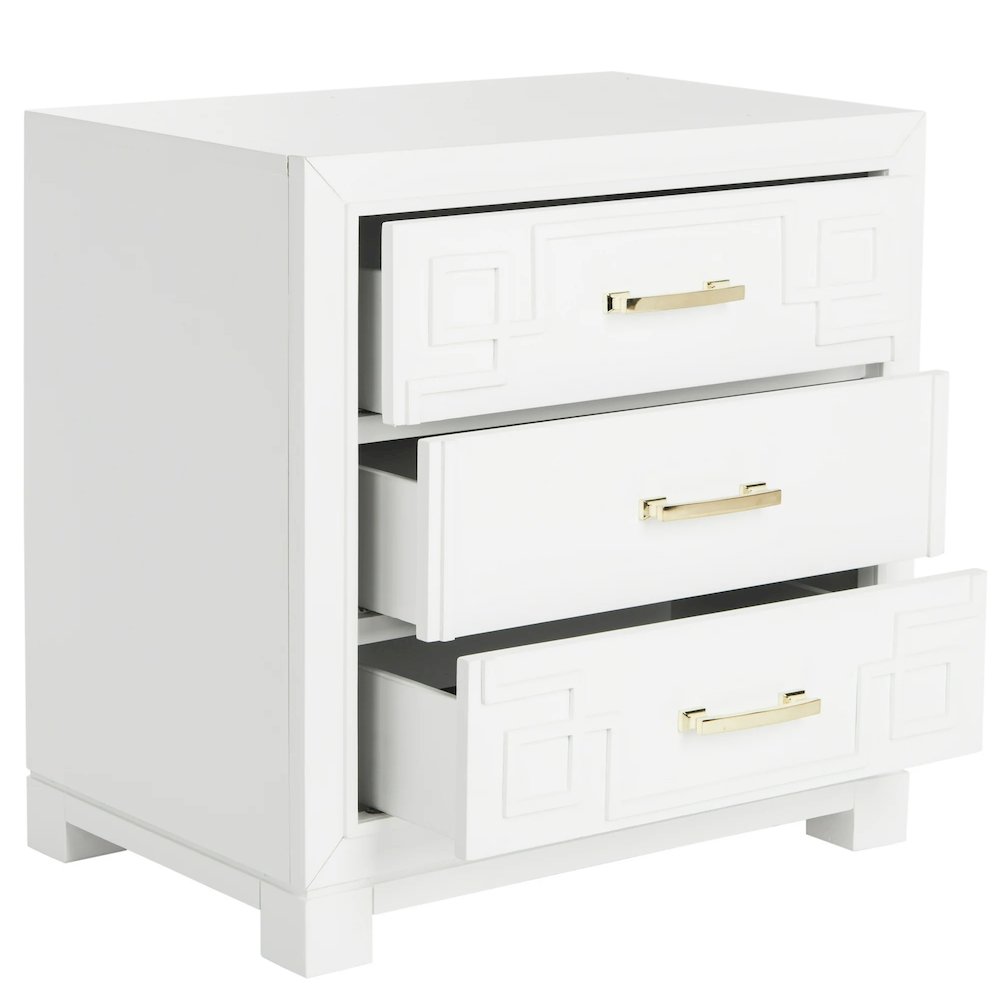 RAINA THREE DRAWER GREEK KEY NIGHT STAND, FOX6278A. Picture 2