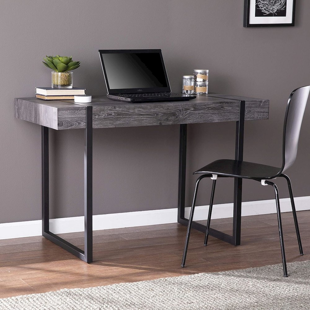 Harkriven Small Space Desk - Transitional Design, Black Iron and Wood. Picture 7