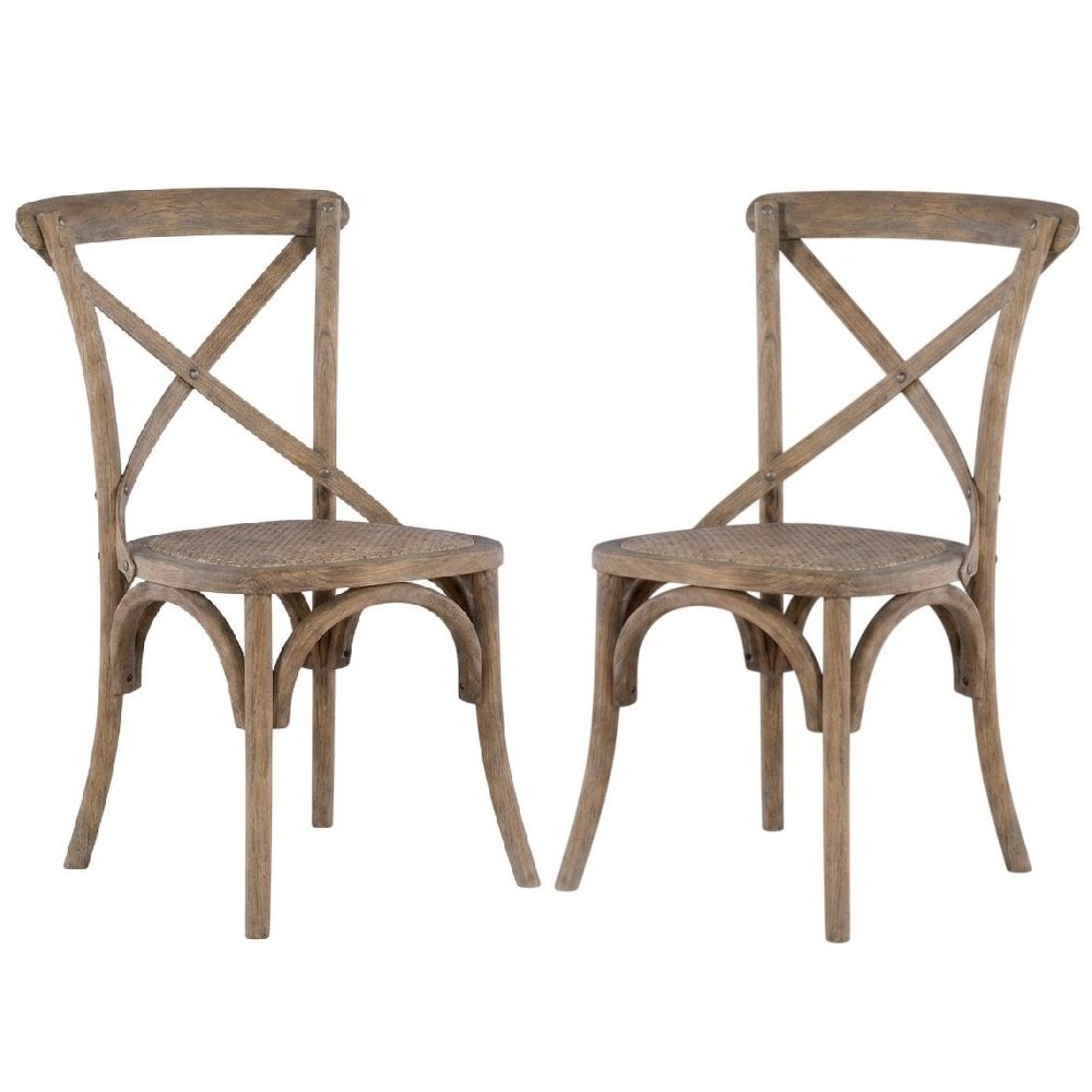 Gray Bentwood Dining Chairs with Elm Wood Finish, Comfortable Seat, Set of Two. Picture 1