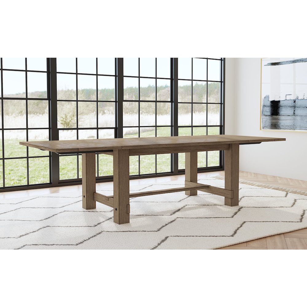 Anacortes 74" - 106" Trestle Table with (2) 16" Leaves, Dark Taupe. Picture 3