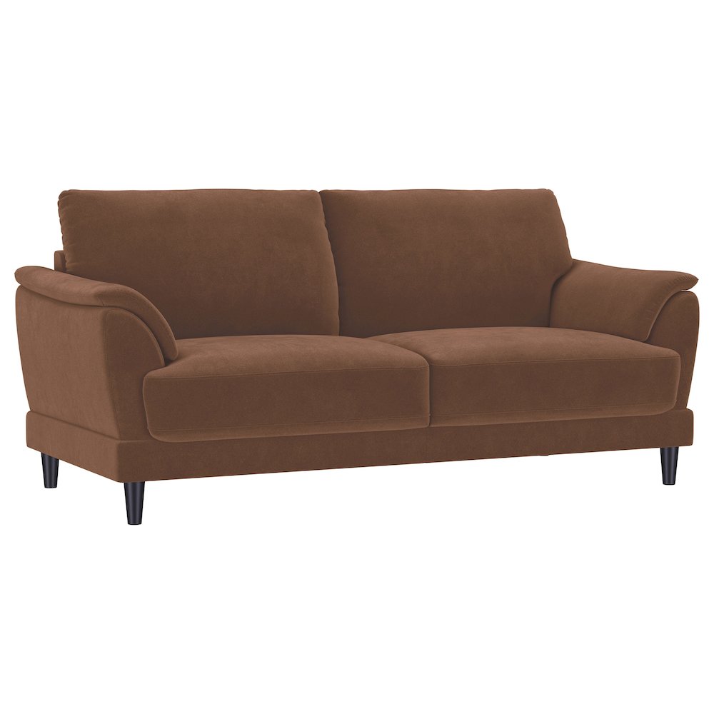 Selma Velvet Upholstered Crescent Arm Sofa Rust. Picture 1