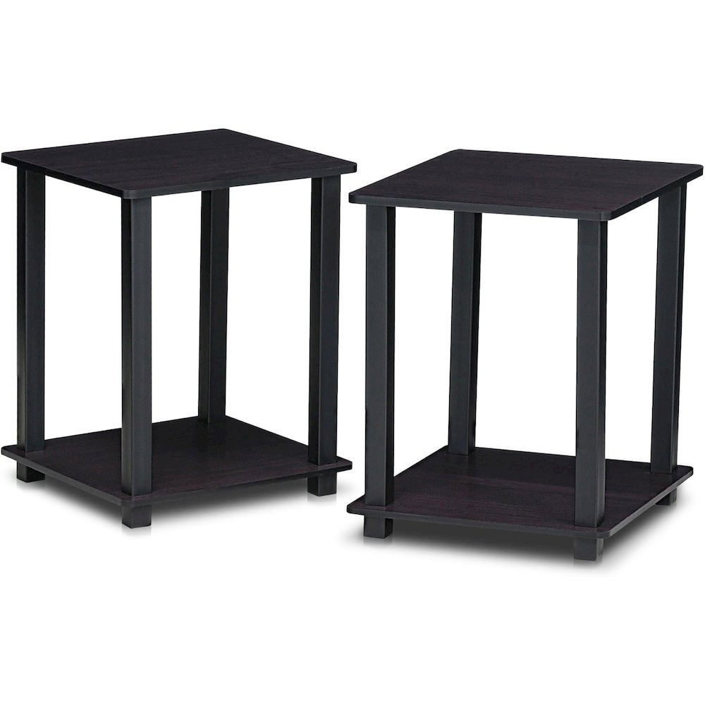 SIMPLISTIC Night Stand Set of 2, 2-Tier, Easy Assembly, Dark Walnut. Picture 1