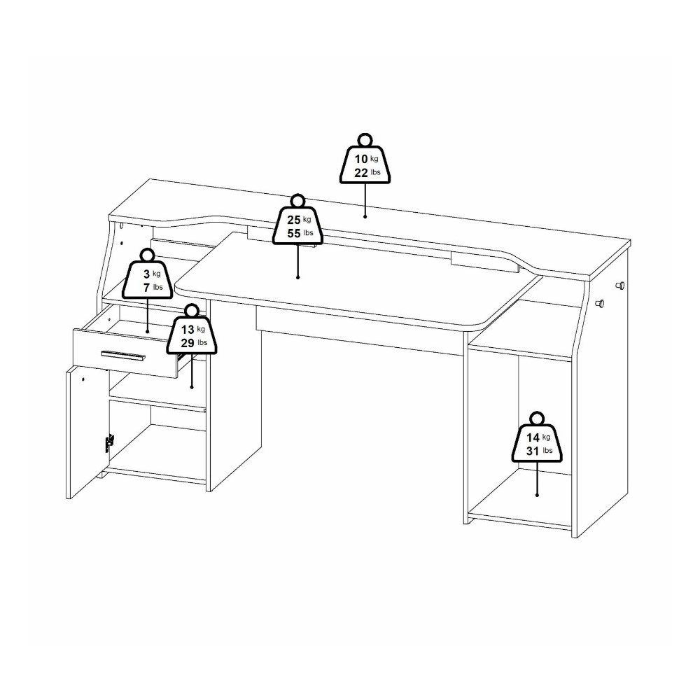 Function Plus Gaming Desk, Matt Grey. Picture 7