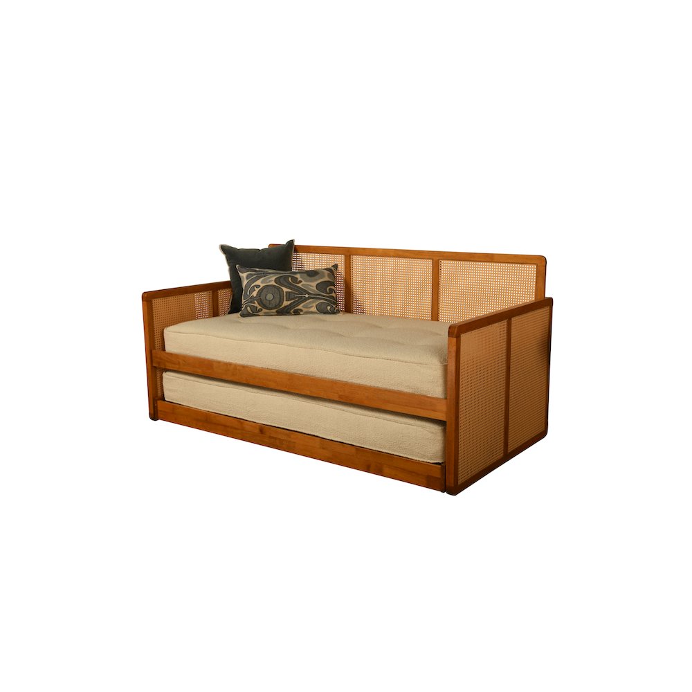 Abaco Daybed-Pop Up-Honey Finish-Canton Cream Mattresses. Picture 1